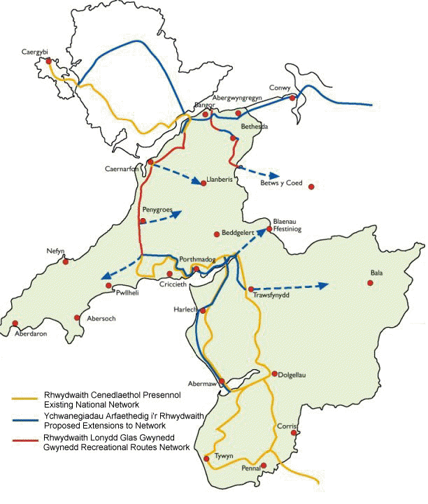 Map o Rhwydwaith Beicio Gwynedd
Map of the Gwynedd Cycling Network